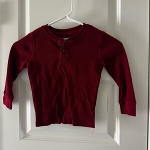 Kids Red Long Sleeve Henley Shirt